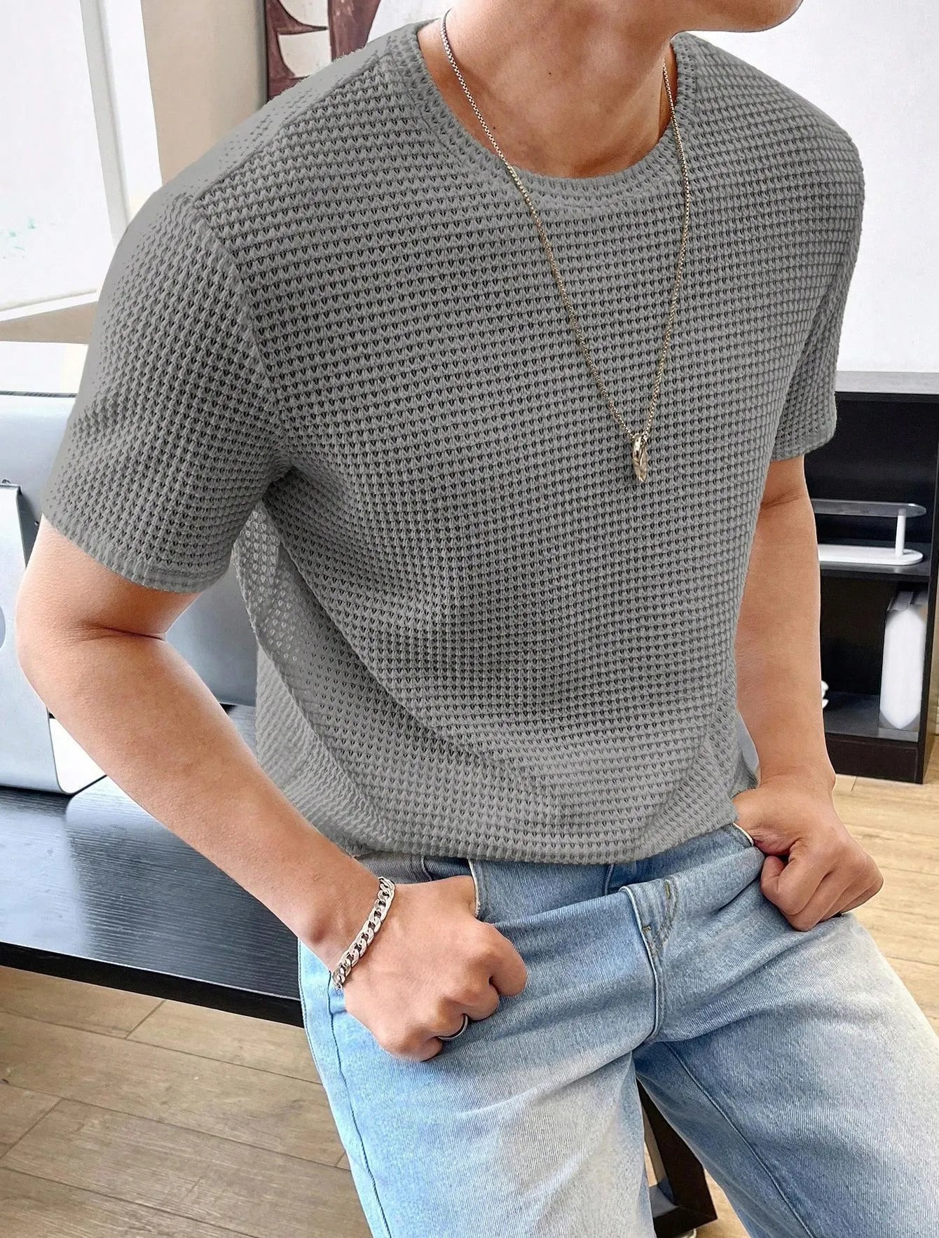 Loose Fit Solid Color T-Shirt.