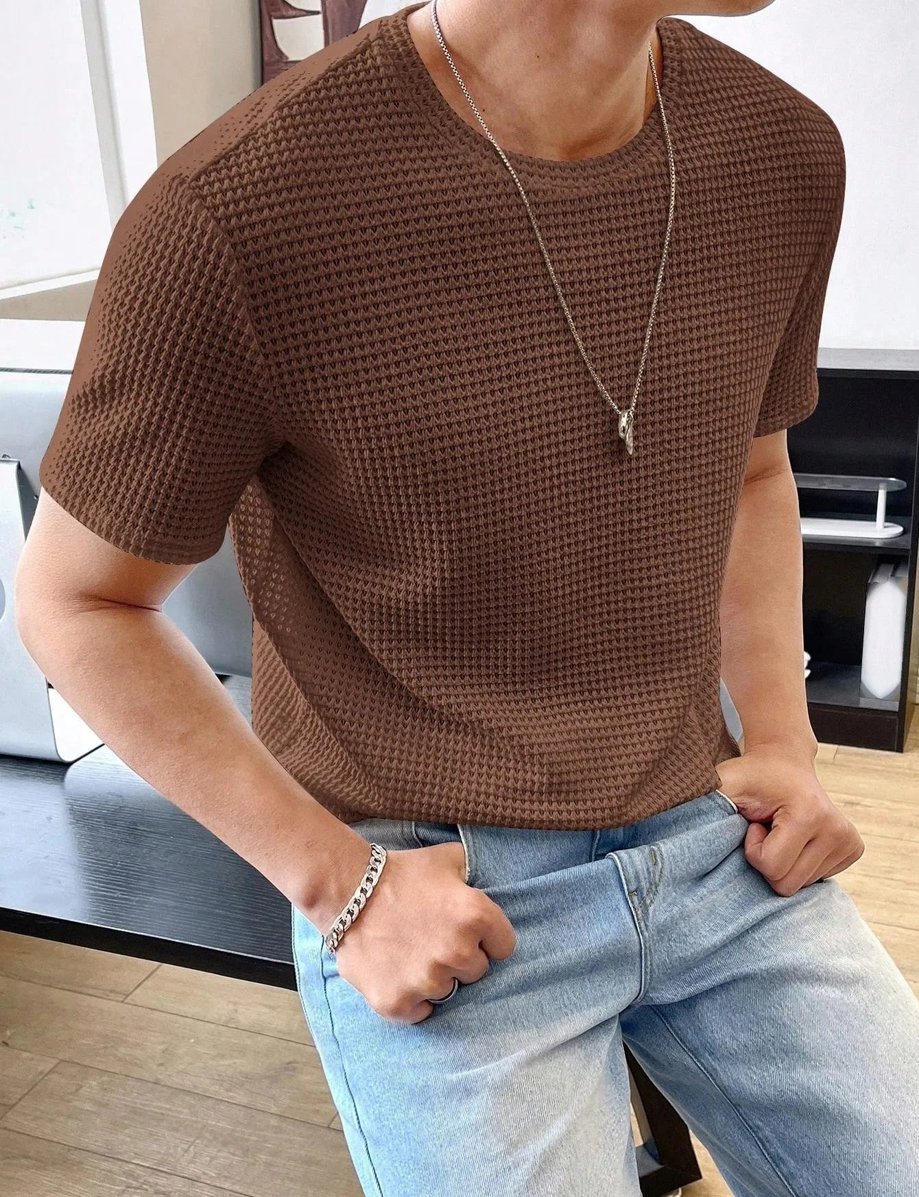 Loose Fit Solid Color T-Shirt.