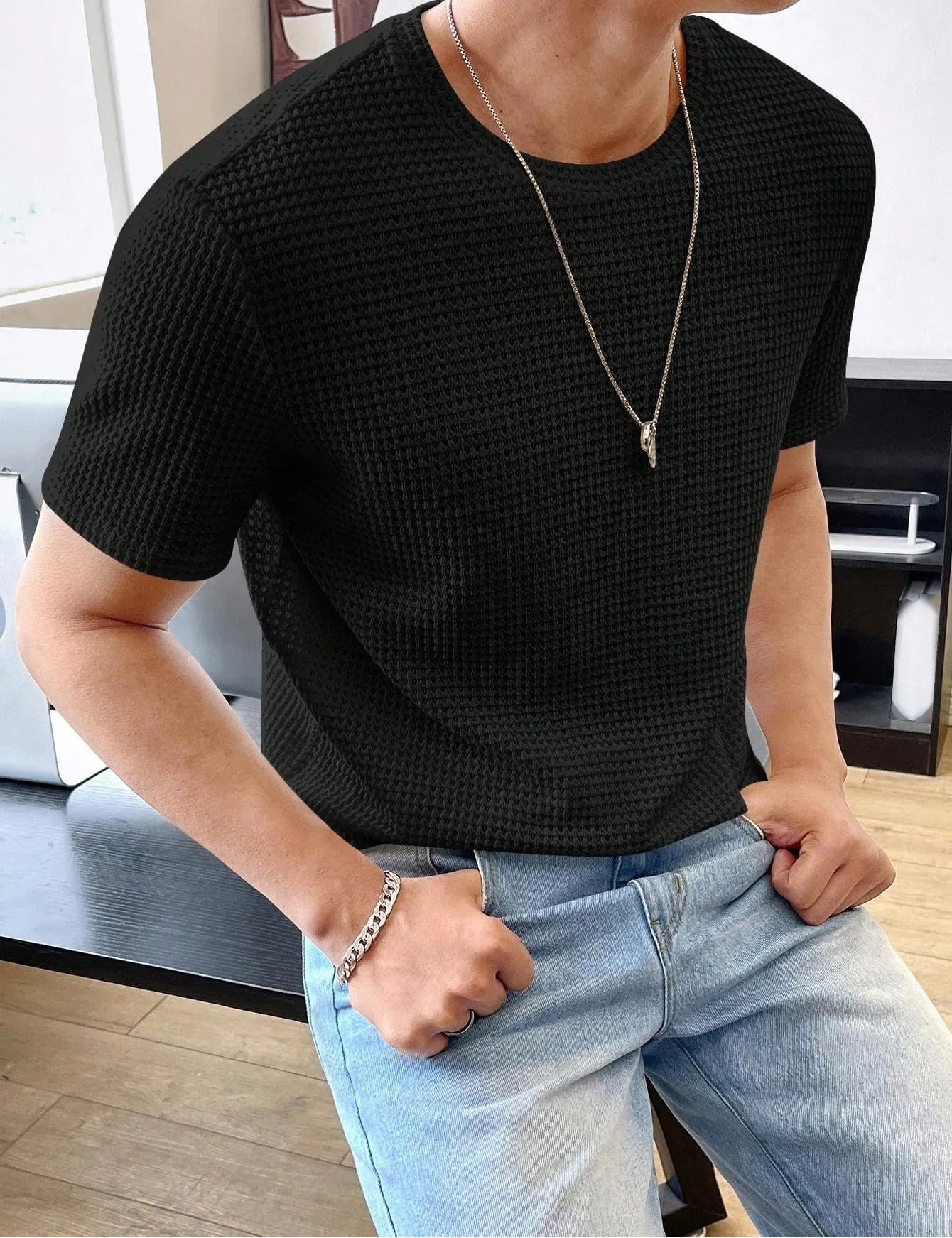 Loose Fit Solid Color T-Shirt.