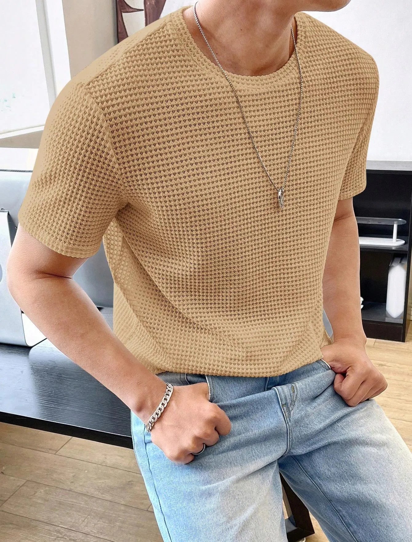 Loose Fit Solid Color T-Shirt.