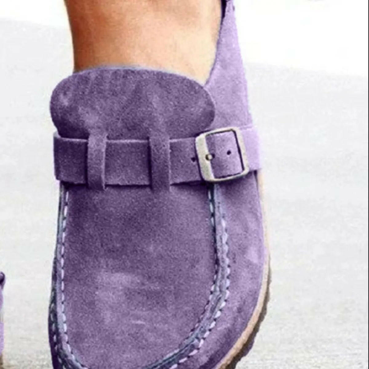 Low Heel Buckle Loafers.
