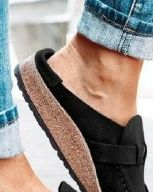 Low Heel Buckle Loafers.