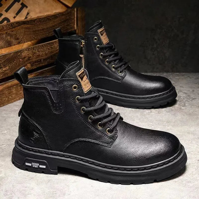 Luxury Ankle Boots Retro British High-top for men.