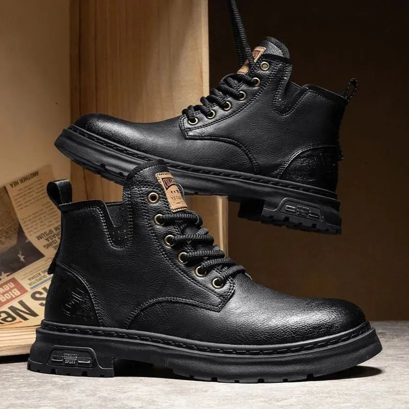 Luxury Ankle Boots Retro British High-top for men.