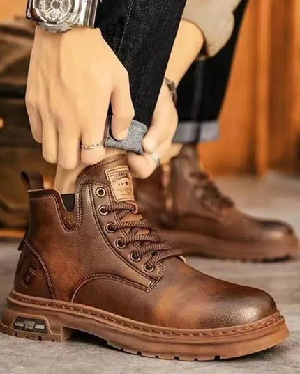 Luxury Ankle Boots Retro British High-top for men.