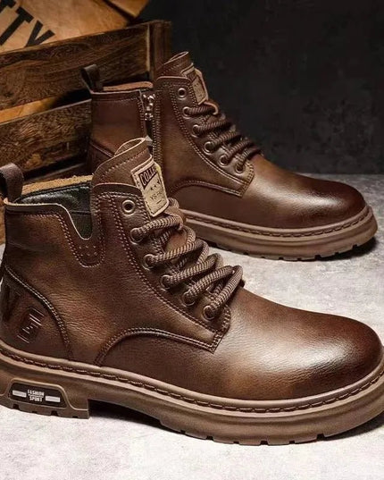 Luxury Ankle Boots Retro British High-top for men.