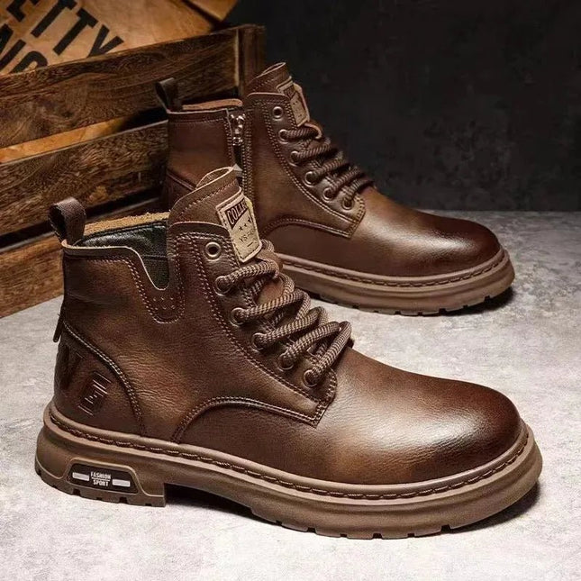 Luxury Ankle Boots Retro British High-top for men.