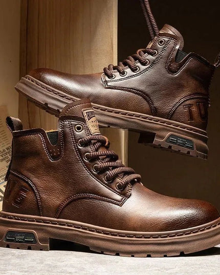 Luxury Ankle Boots Retro British High-top for men.