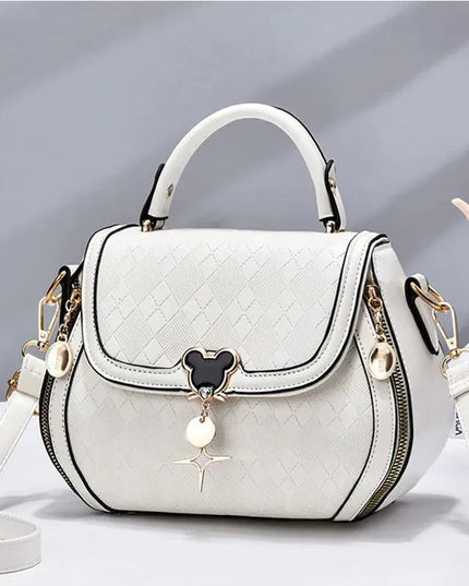 Luxury Designer Genuine Leather Bow Bucket Tote Handbag.