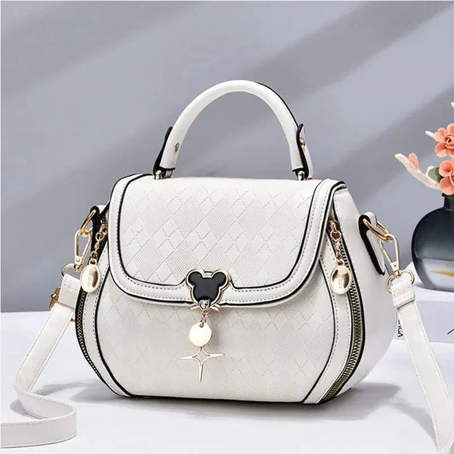 Luxury Designer Genuine Leather Bow Bucket Tote Handbag.