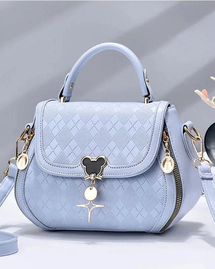 Luxury Designer Genuine Leather Bow Bucket Tote Handbag.