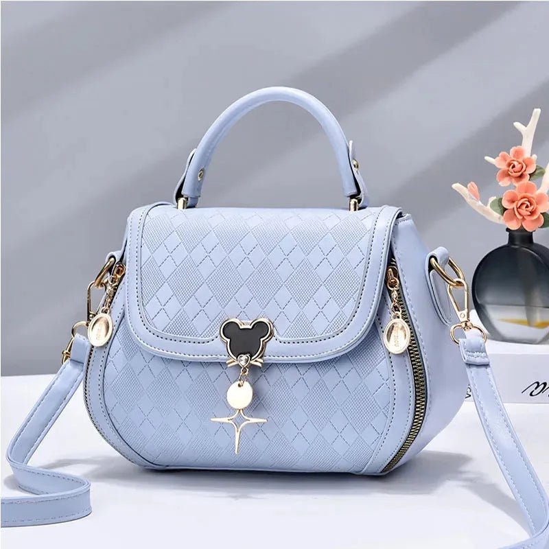 Luxury Designer Genuine Leather Bow Bucket Tote Handbag.