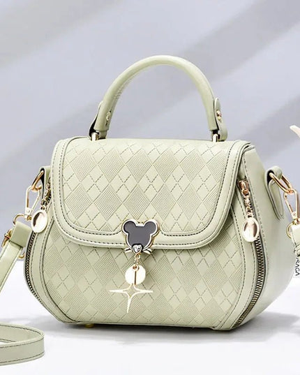 Luxury Designer Genuine Leather Bow Bucket Tote Handbag.