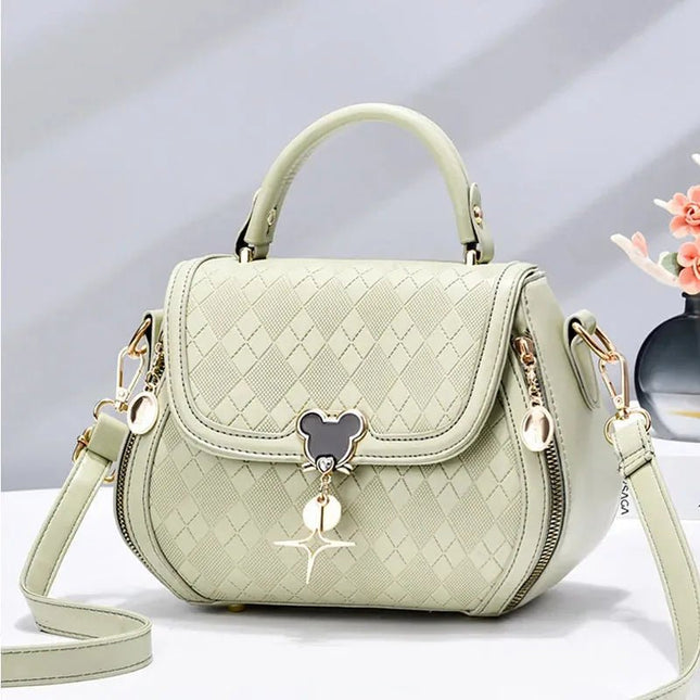Luxury Designer Genuine Leather Bow Bucket Tote Handbag.