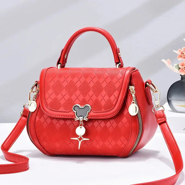 Luxury Designer Genuine Leather Bow Bucket Tote Handbag.