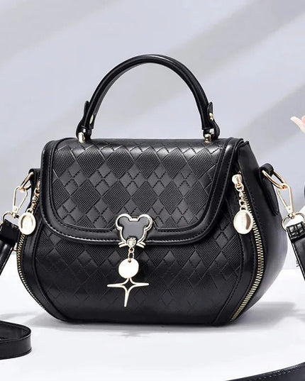 Luxury Designer Genuine Leather Bow Bucket Tote Handbag.