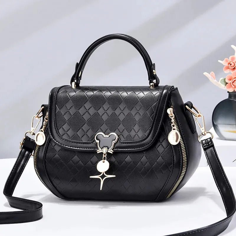 Luxury Designer Genuine Leather Bow Bucket Tote Handbag.