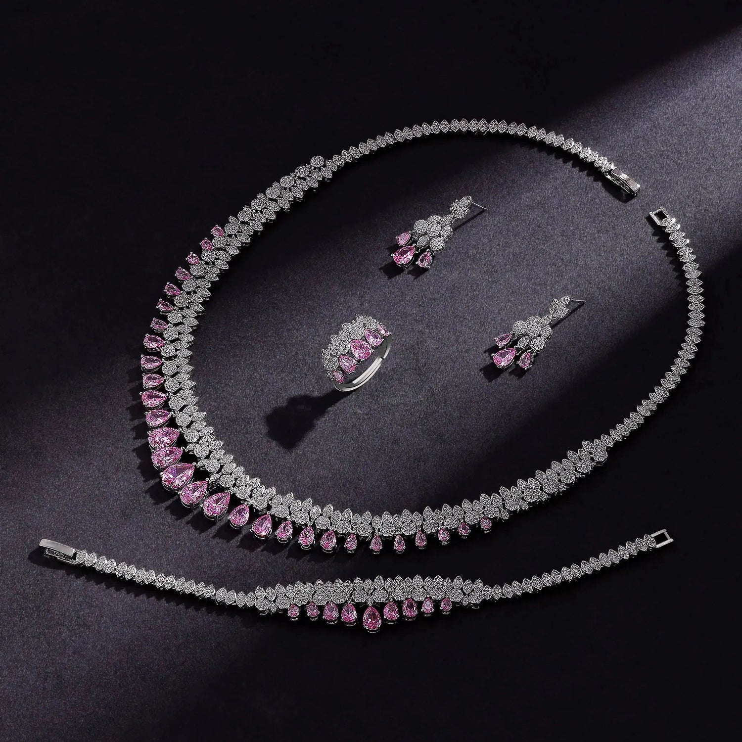 Luxury Tassel Water Drop Necklace and Earring Set for Wedding Party.