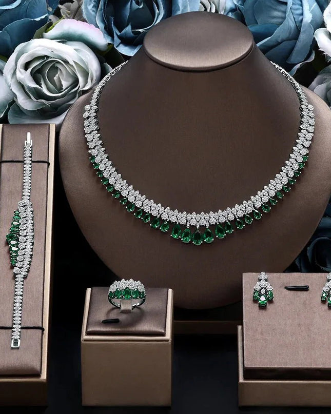 Luxury Tassel Water Drop Necklace and Earring Set for Wedding Party.