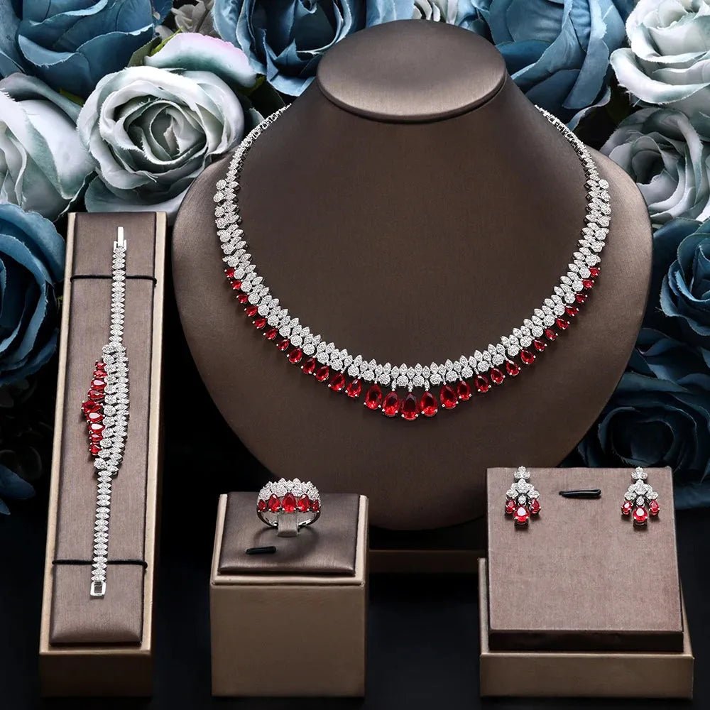 Luxury Tassel Water Drop Necklace and Earring Set for Wedding Party.