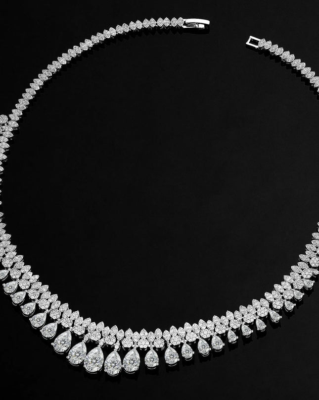 Luxury Tassel Water Drop Necklace and Earring Set for Wedding Party.