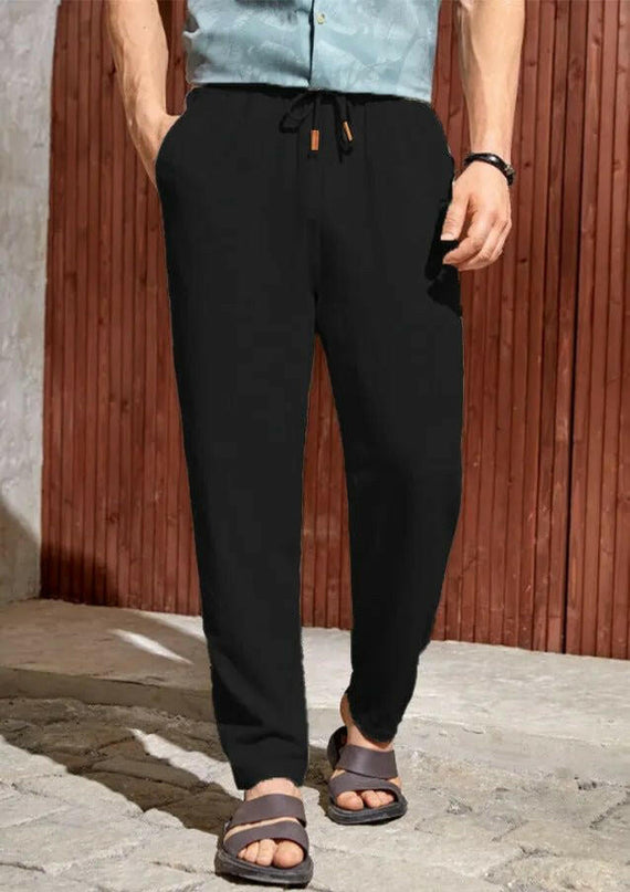 Men's Casual Cotton Drawstring Trousers.