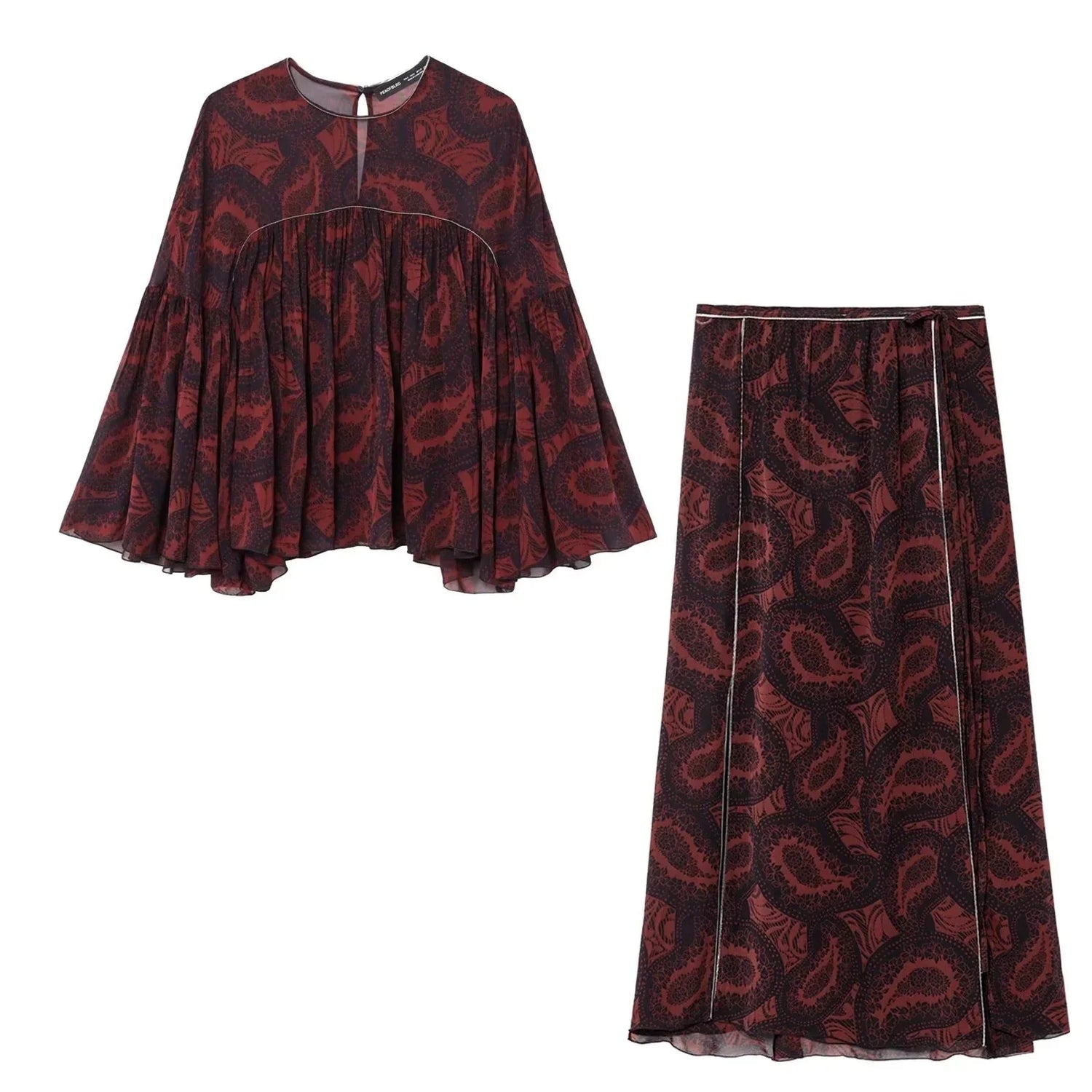 Minimalist Print Top & Skirt Co-ord Set.