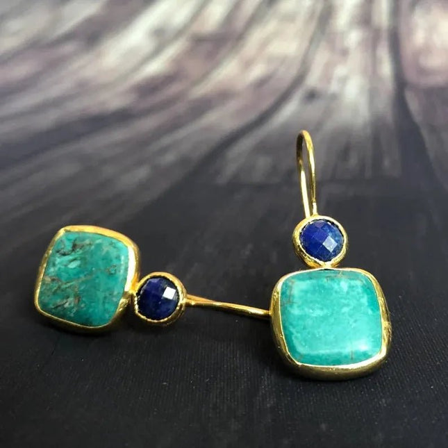 Minimalist Turquoise Square Earrings.