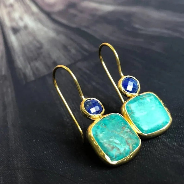 Minimalist Turquoise Square Earrings.