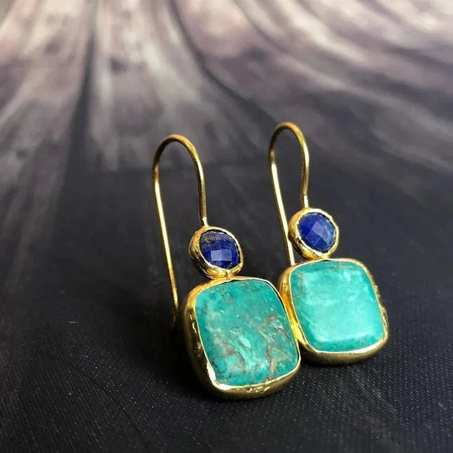 Minimalist Turquoise Square Earrings.