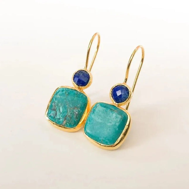 Minimalist Turquoise Square Earrings.