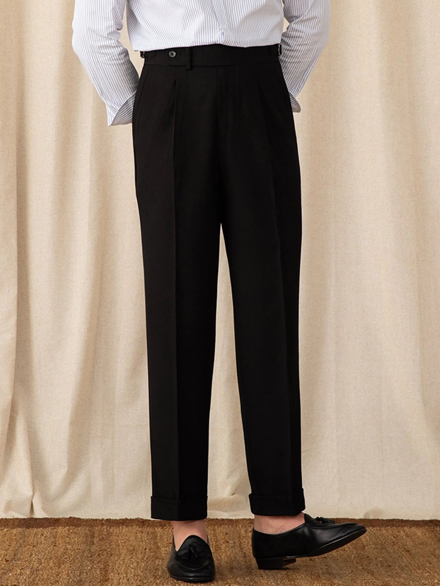 Naples Style Men's High Waist Suit Pants.