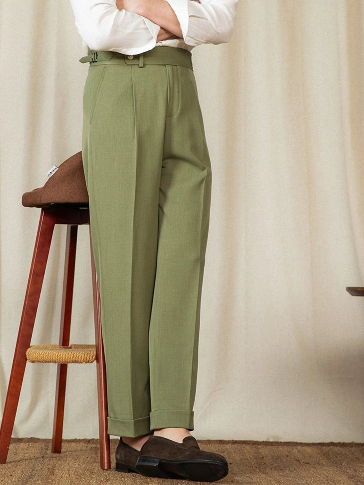 Naples Style Men's High Waist Suit Pants.