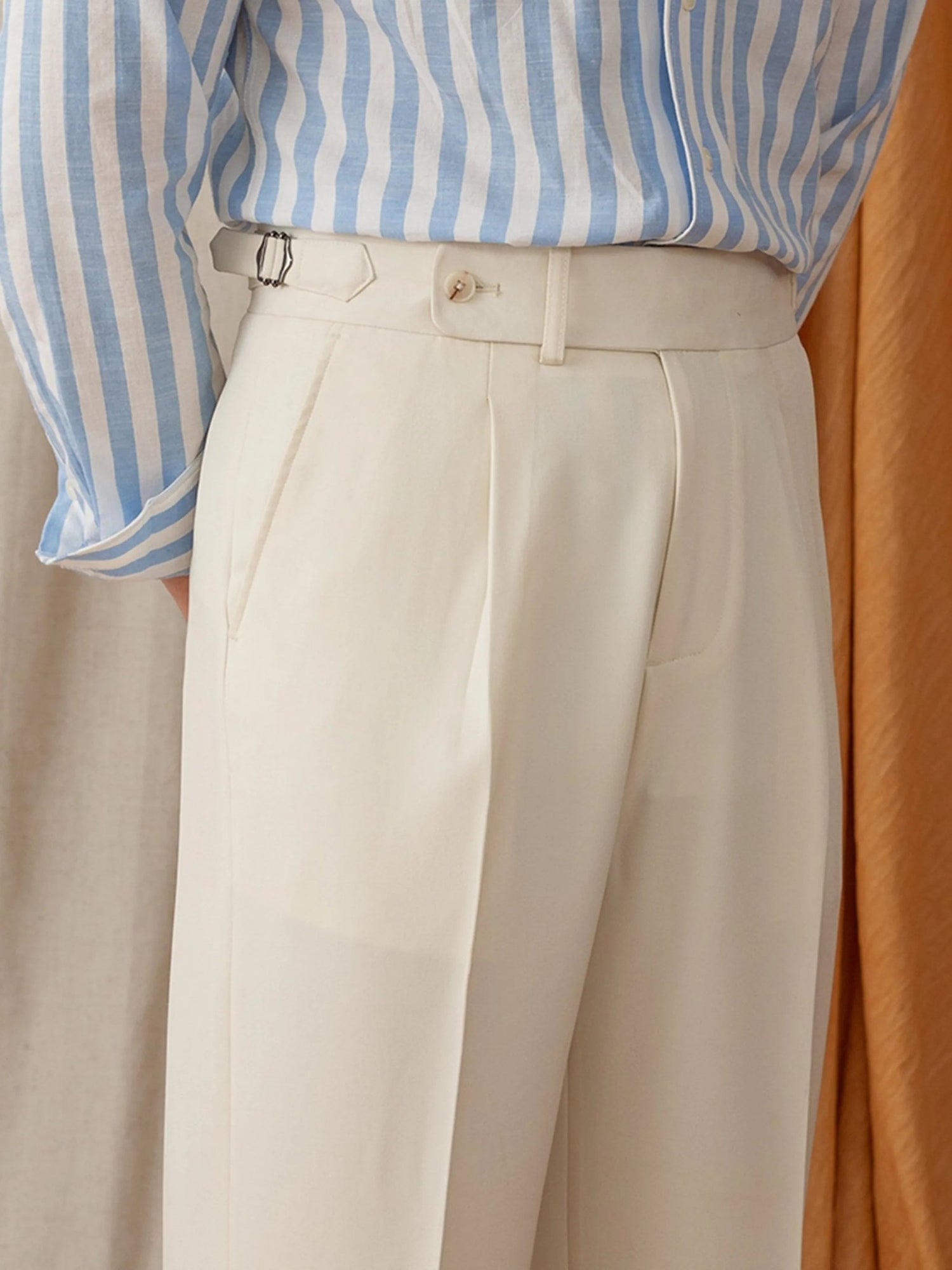Naples Style Men's High Waist Suit Pants.