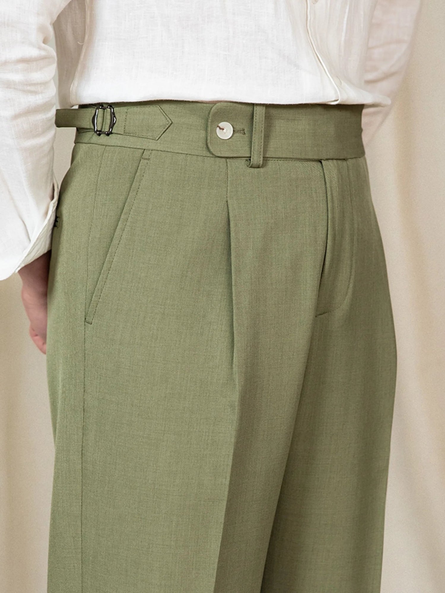 Naples Style Men's High Waist Suit Pants.