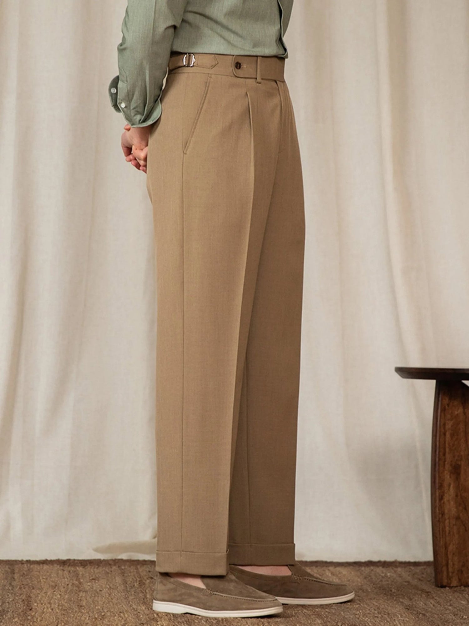 Naples Style Men's High Waist Suit Pants.