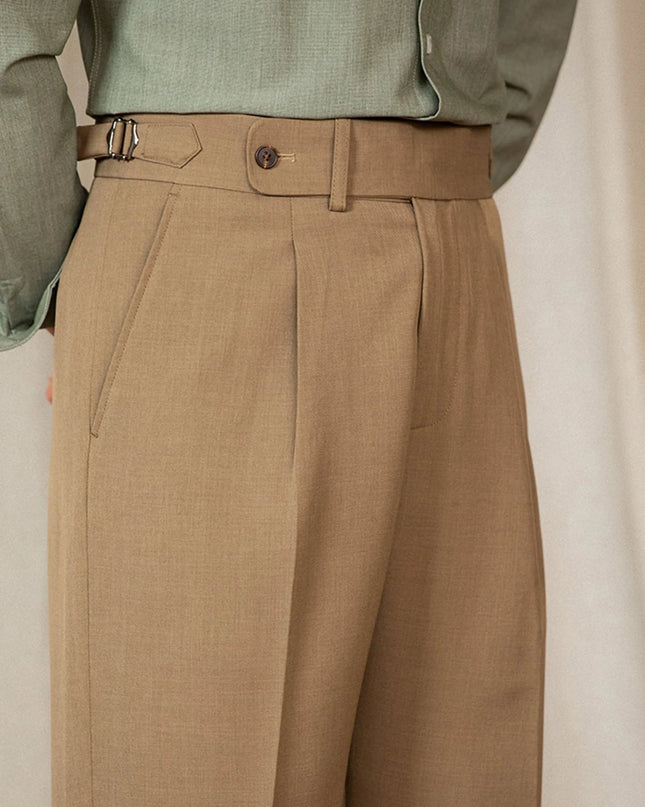 Naples Style Men's High Waist Suit Pants.