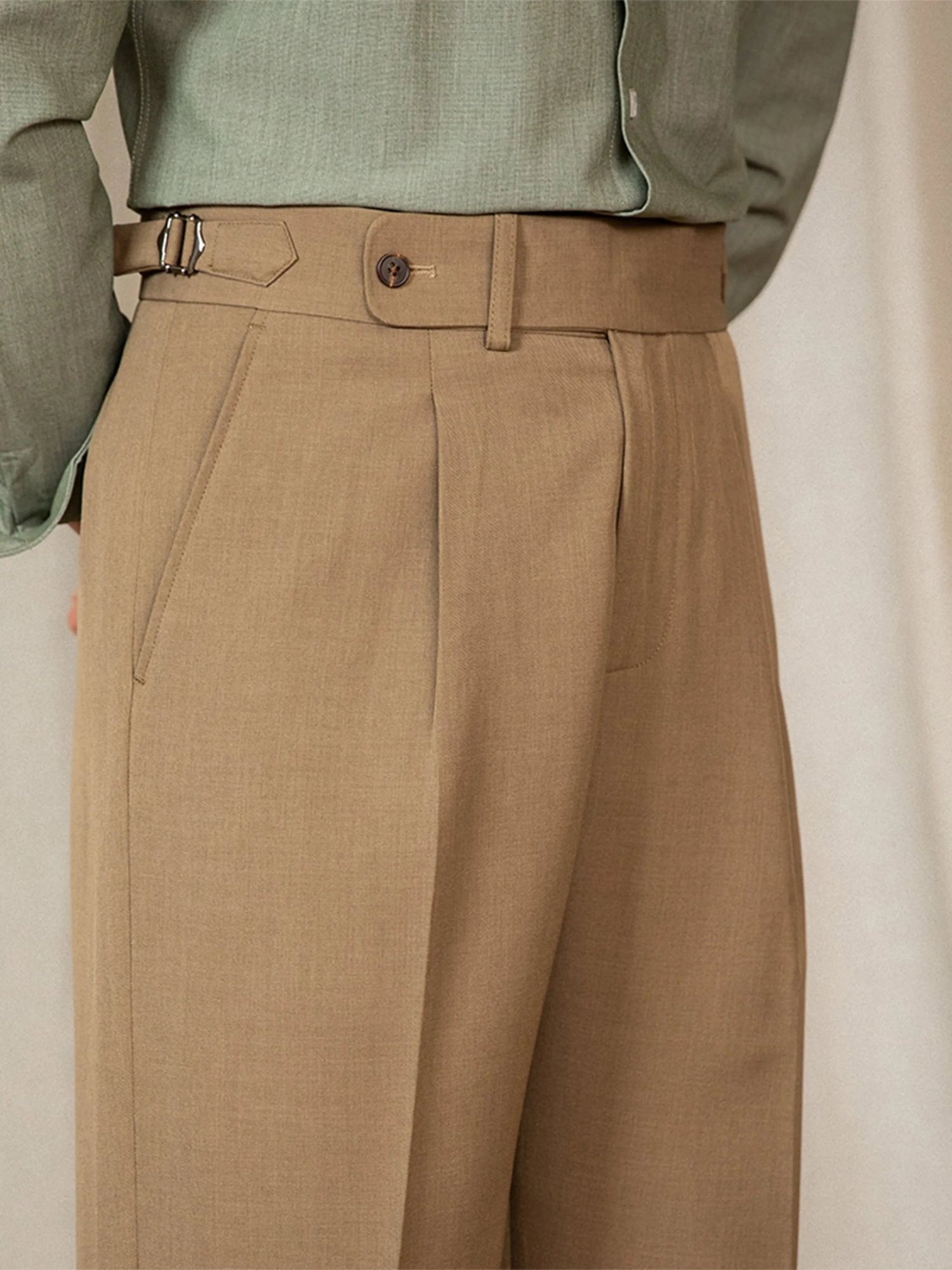 Naples Style Men's High Waist Suit Pants.