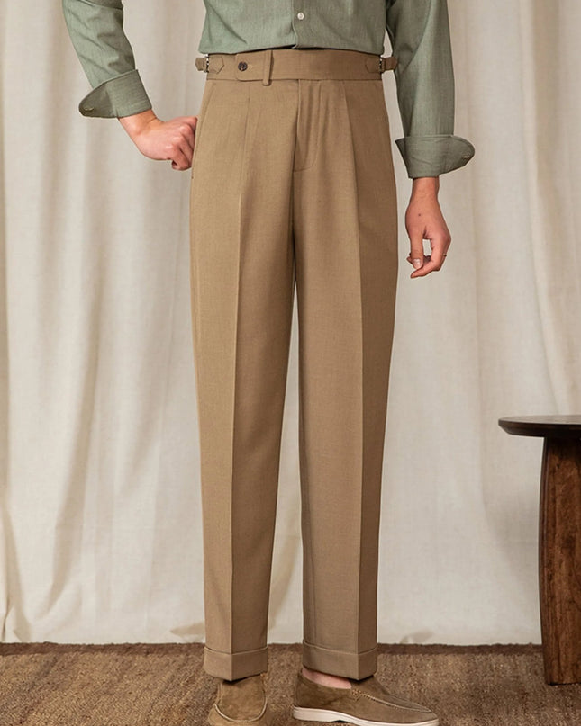 Naples Style Men's High Waist Suit Pants.
