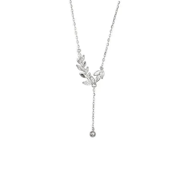 Necklace Simple Charm Zirconia Botanical.