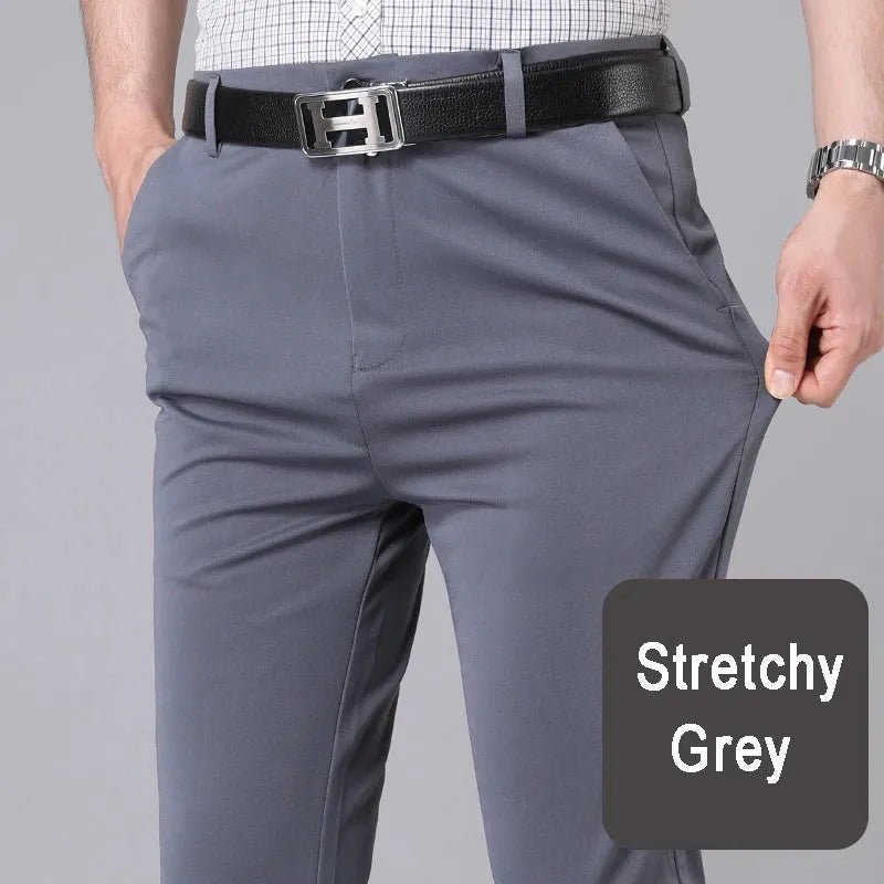 Pants Stretch Solid Black Smart Casual.
