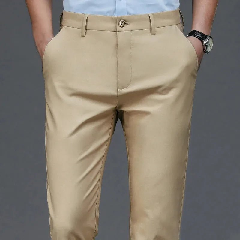 Pants Stretch Solid Black Smart Casual.