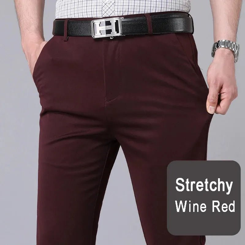 Pants Stretch Solid Black Smart Casual.
