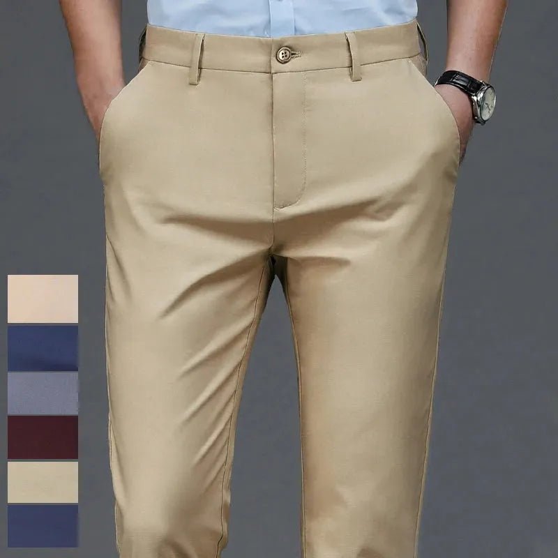 Pants Stretch Solid Black Smart Casual.