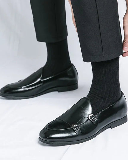 Premium Leather Double Buckle Shoes.
