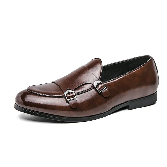 Premium Leather Double Buckle Shoes.