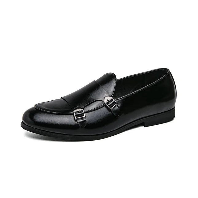 Premium Leather Double Buckle Shoes.