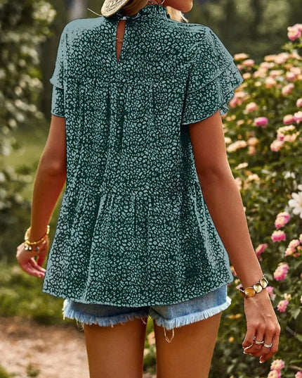 Printed Ruffle Sleeve Babydoll Blouse - Everclothed™