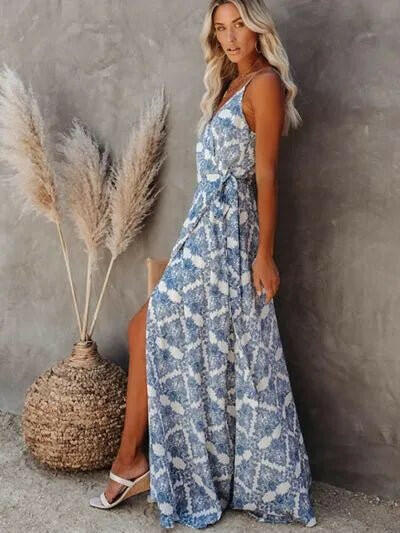Printed Tied Maxi Cami Dress.