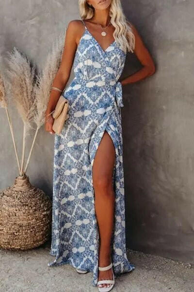 Printed Tied Maxi Cami Dress.